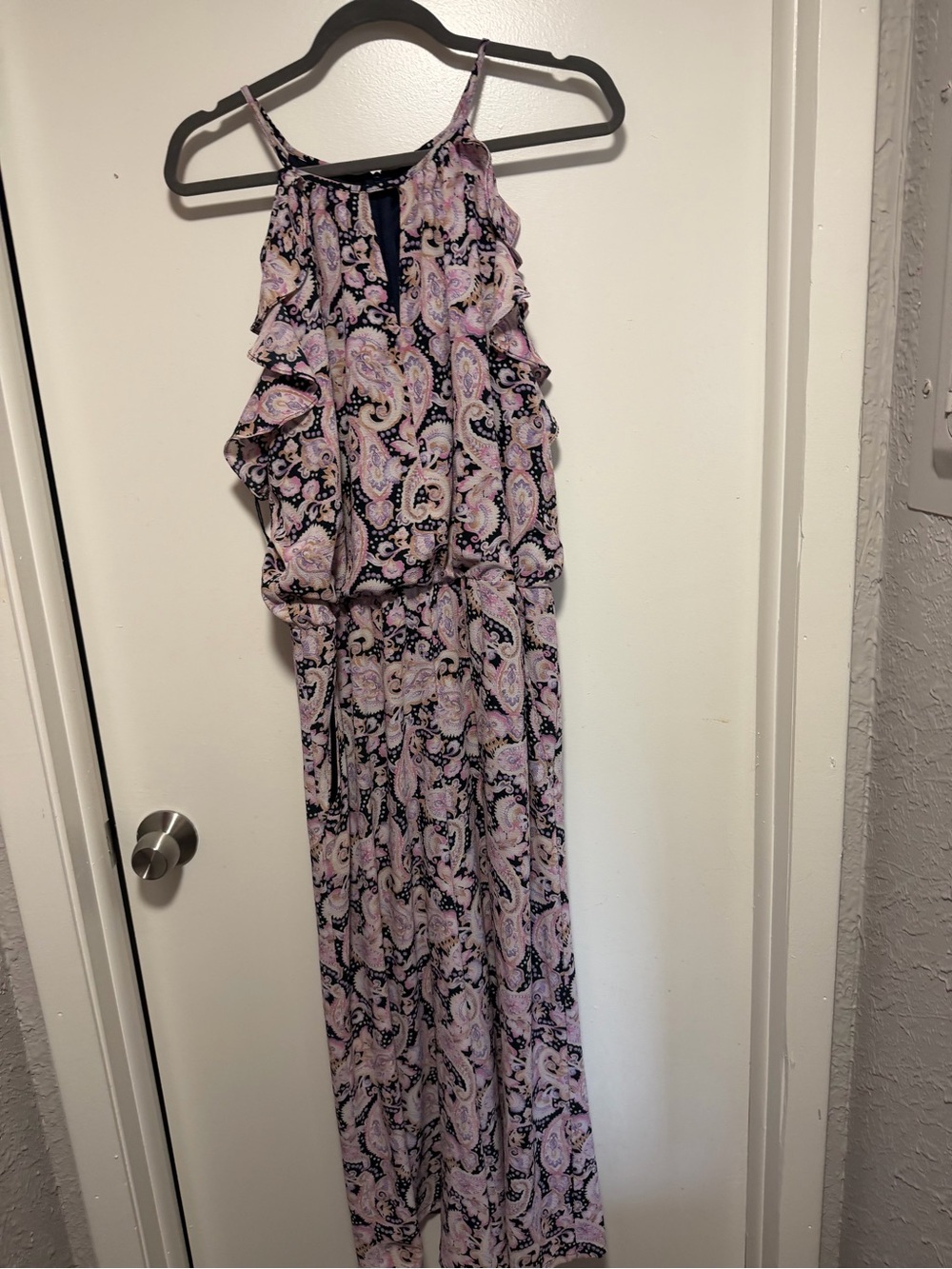 Pink Paisley Ruffle Halter jumpsuit